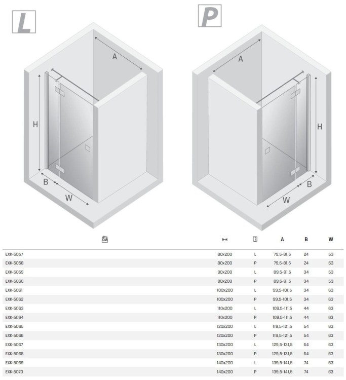 Drzwi prysznicowe New Trendy Reflexa 130x200 lewe, szkło czyste