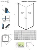 Kabina Radaway Nes 8 Black KDD I Frame 90x90x200 szkło przejrzyste
