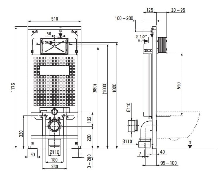 Zestaw WC podtynkowy 6 w 1 Peonia Zero Deante antracyt/titanium