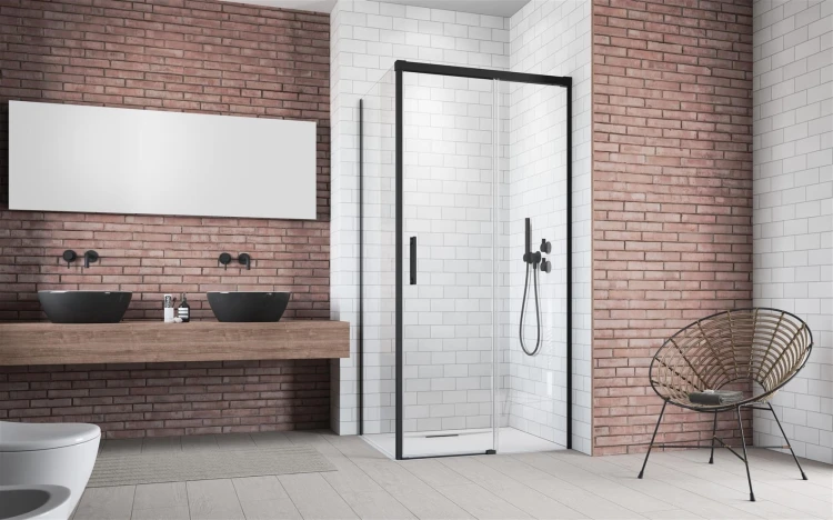 Kabina Radaway Idea Black KDJ 110x110x200,5 prawa, szkło przejrzyste