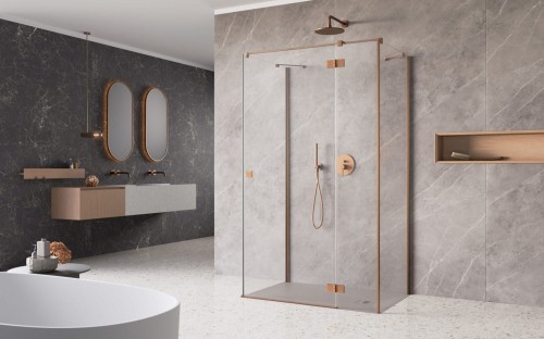 Kabina przyścienna Radaway Essenza Brushed Copper KDJ+S prawa