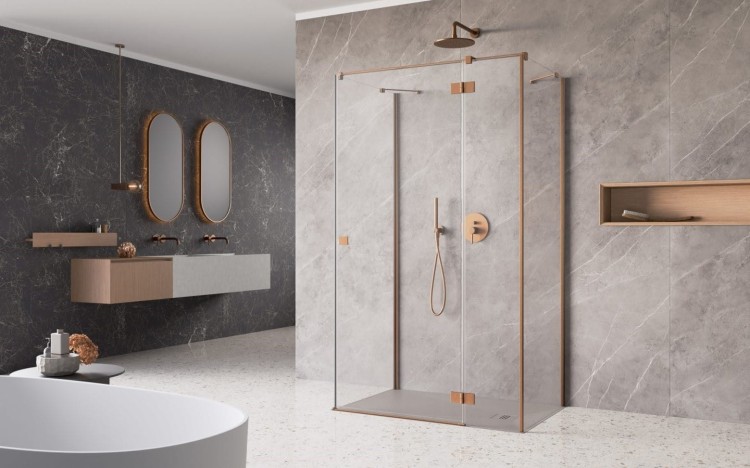 Kabina przyścienna Radaway Essenza Brushed Copper KDJ+S prawa