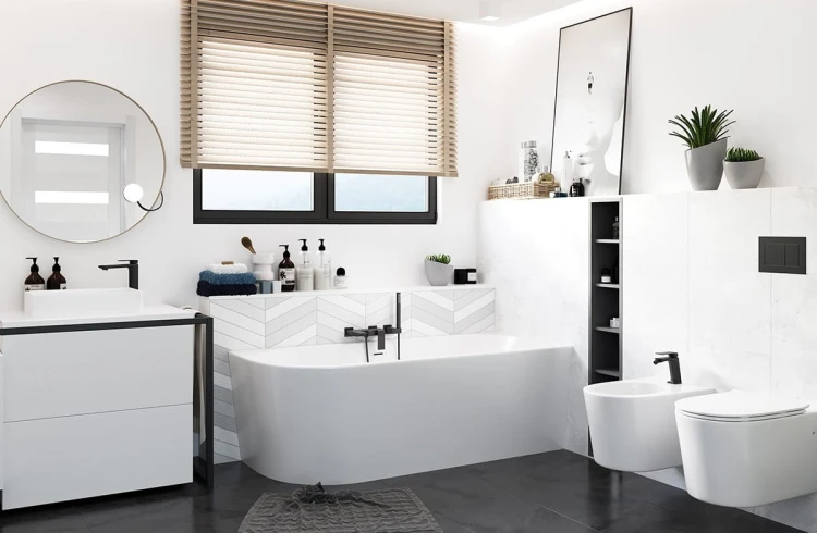 Wanna narożna corsan intero prawa 160 cm z wykończeniem czarnym