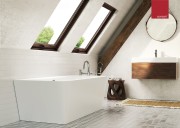 Wanna przyścienna wolnostojąca corsan e019 iseo 150 cm z szeroką krawędzią i wykończeniem chrom