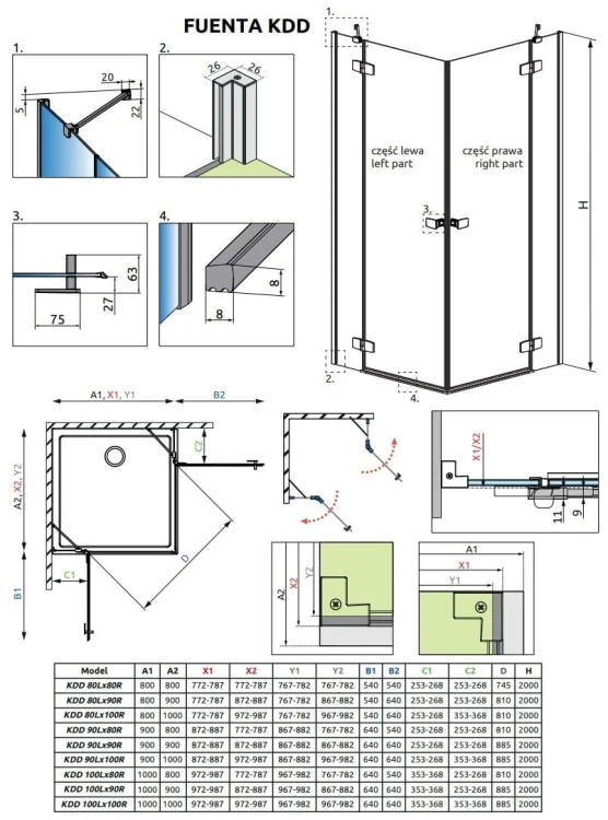 Kabina prysznicowa Radaway Fuenta KDD 80x80x200