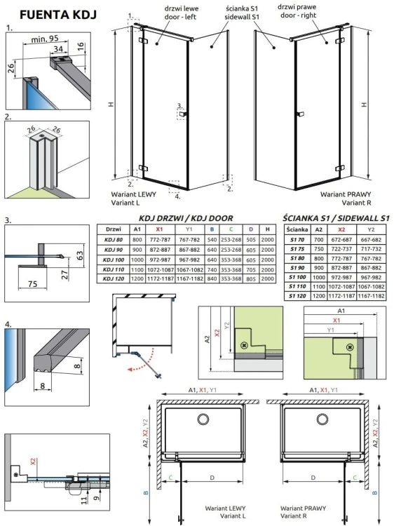 Kabina prysznicowa Radaway Fuenta KDJ 90x90x200 lewa