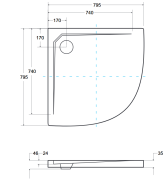 Brodzik półokrągły Besco AXIM ULTRASLIM 80x80x4,5