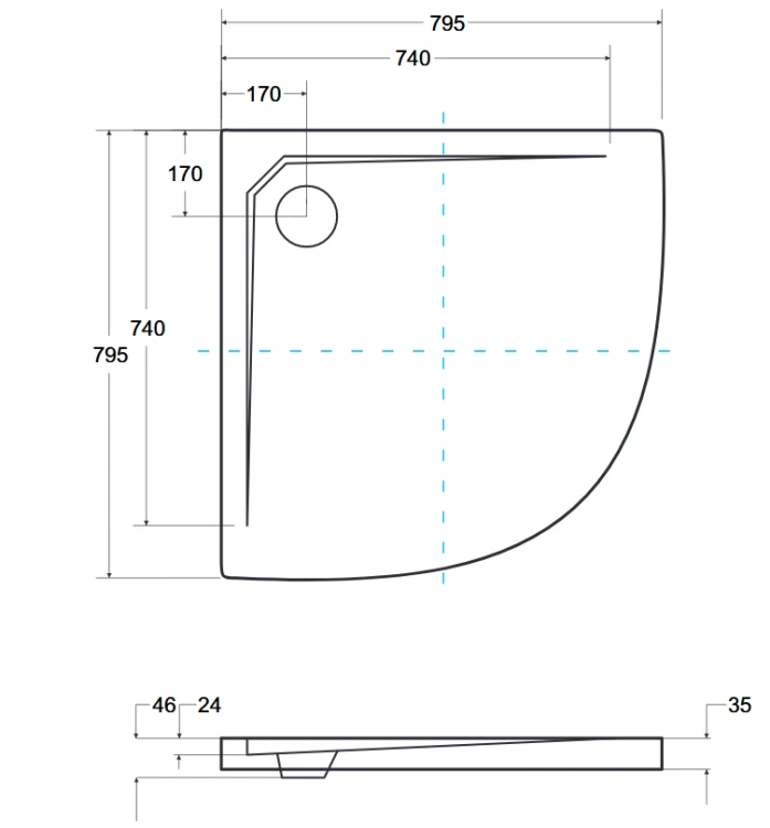 Brodzik półokrągły Besco AXIM ULTRASLIM 80x80x4,5