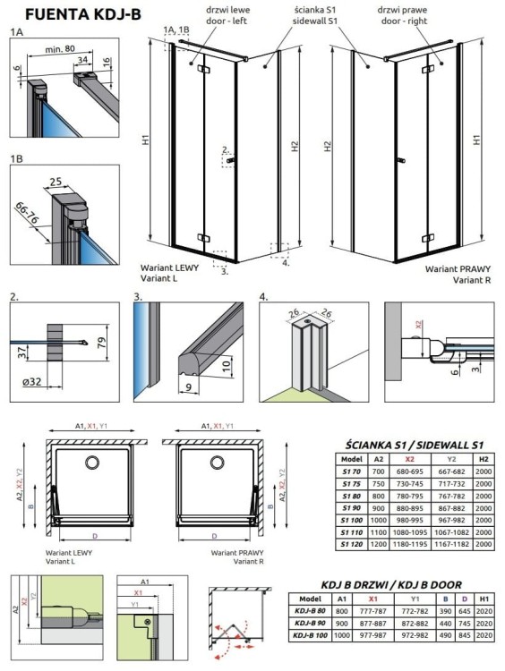 Kabina prysznicowa Radaway Fuenta KDJ B 80x80x200 prawa