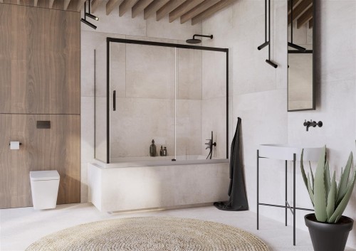 Zabudowa nawannowa Radaway Idea Black PN DWJ+S 150x80x150,5 prawa przejrzysta