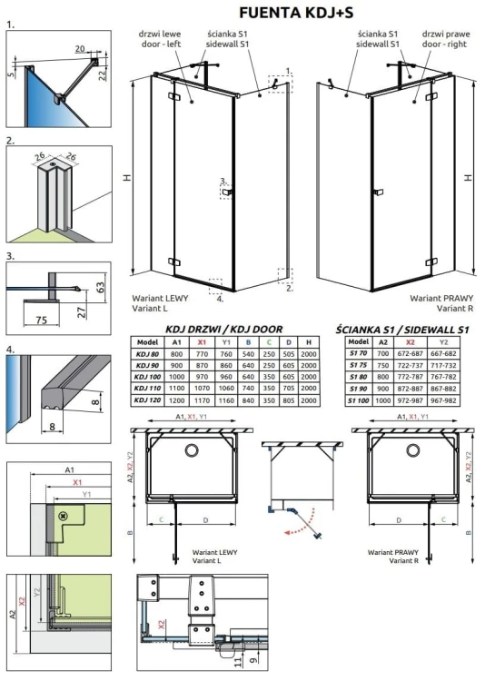 Kabina prysznicowa Radaway Fuenta KDJ+S 110x80x200 prawa