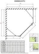 Kabina pięciokątna Radaway Essenza 8 Brushed Nickel PTJ prawa