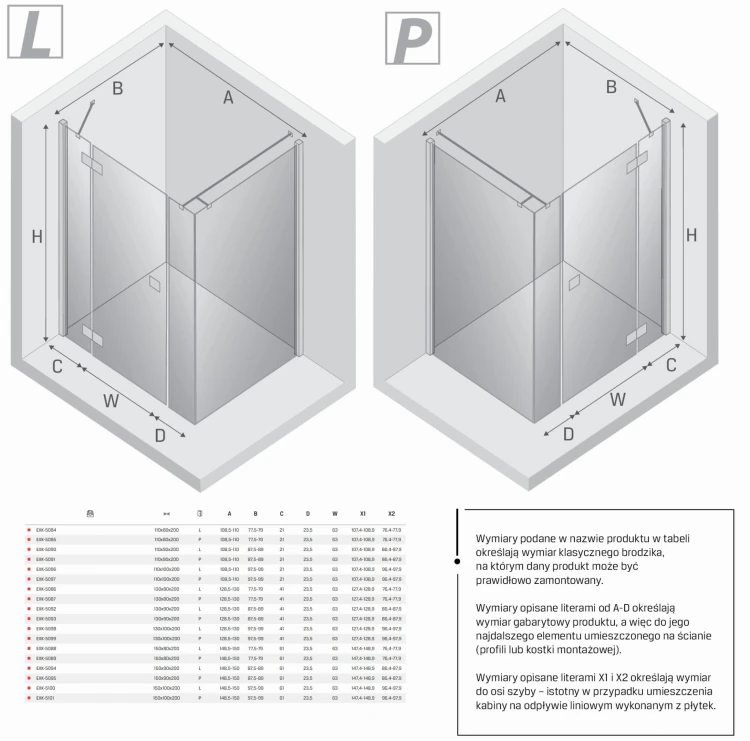 Kabina New Trendy Reflexa Plus 130x90x200 prawa, szkło czyste