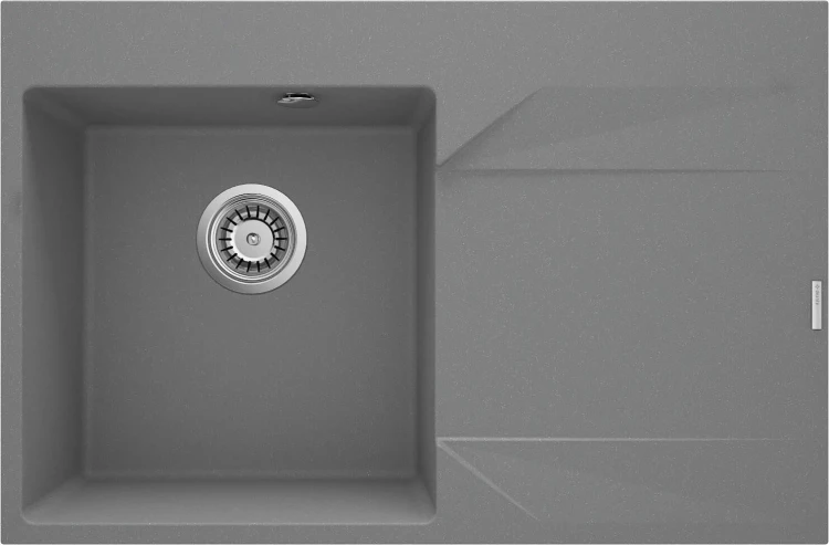 Zlewozmywak granitowy 1-komorowy prawy szary metalik Evora Deante