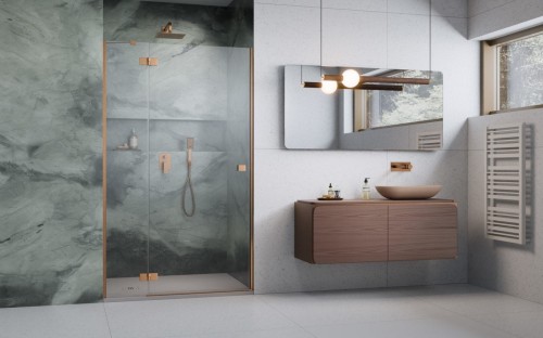 Drzwi prysznicowe Radaway Essenza Brushed Copper DWJ lewe