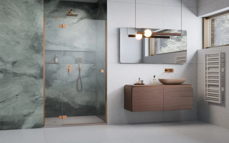 Drzwi prysznicowe Radaway Essenza Brushed Copper DWJ lewe