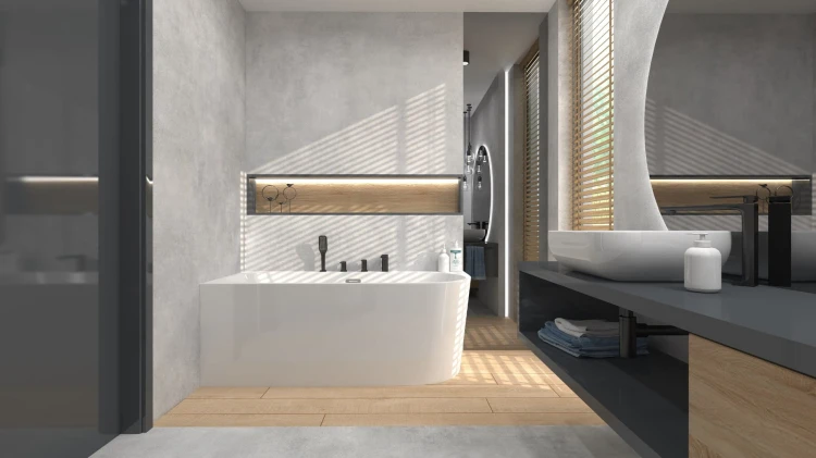 Wanna narożna corsan intero lewa 160 cm z szeroką krawędzią i wykończeniem białym