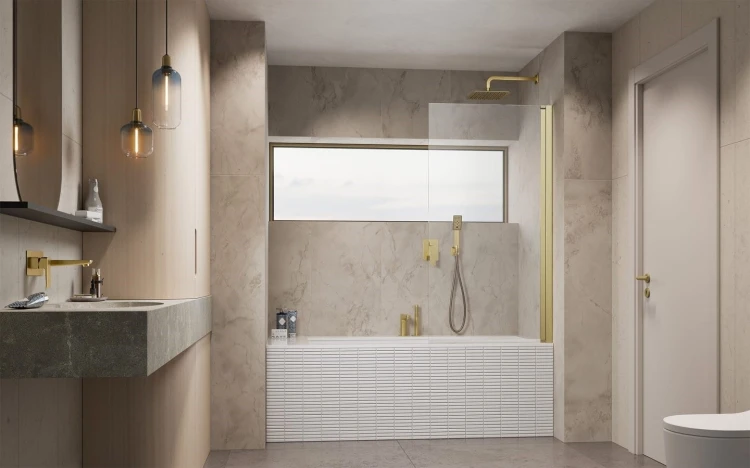 Parawan nawannowy Radaway Nes Brushed Gold PNJ I prawy