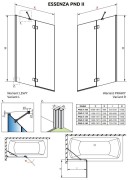 Parawan nawannowy Radaway Essenza PND II 100x150 lewy przejrzysty