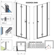 Drzwi prysznicowe Radaway Essenza DWB 100x200 lewe