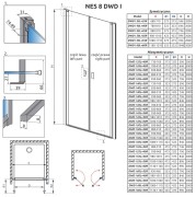 Drzwi Radaway Nes 8 Black DWD I 95x200 przejrzyste 35L+60R