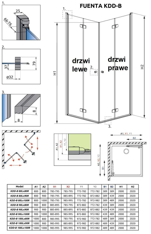 Kabina prysznicowa Radaway Fuenta KDD B 80x80x200