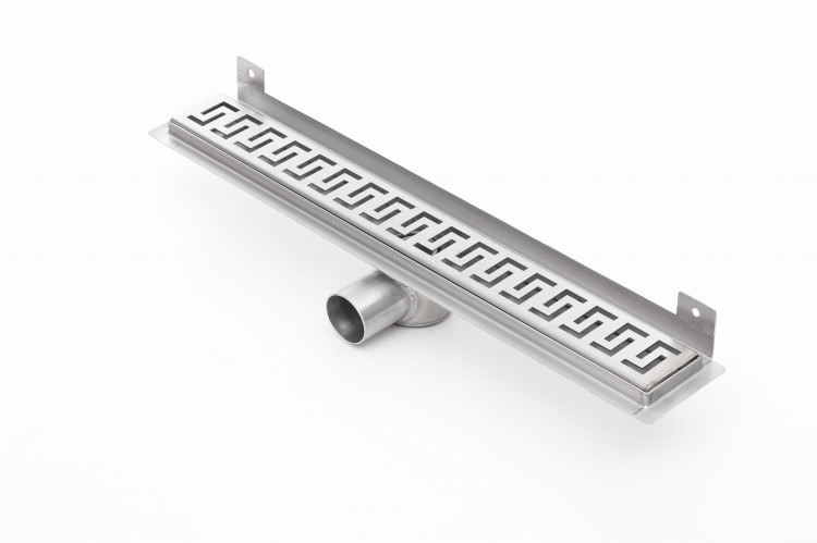 Odpływ liniowy ścienny z flanszą i metalowym syfonem Kesmet 120 cm z rusztem Greek