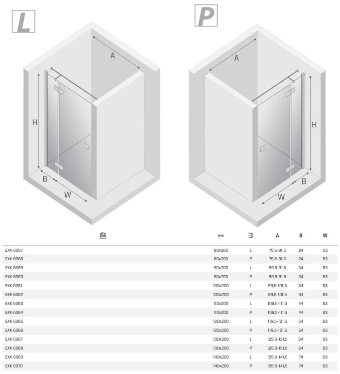 Drzwi prysznicowe New Trendy Reflexa 120x200 prawe, szkło czyste