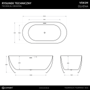 Wanna wolnostojąca olvena v041mbl 150 cm korek klik klak czarny