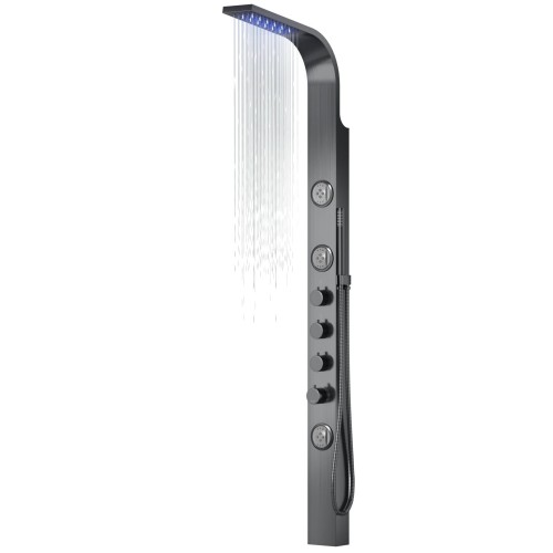 Panel prysznicowy corsan snake termostat stal gunmetal deszczownica led