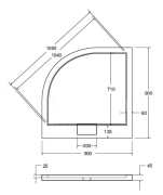 Brodzik półokrągły Besco AXIM ULTRASLIM 90x90x4,5