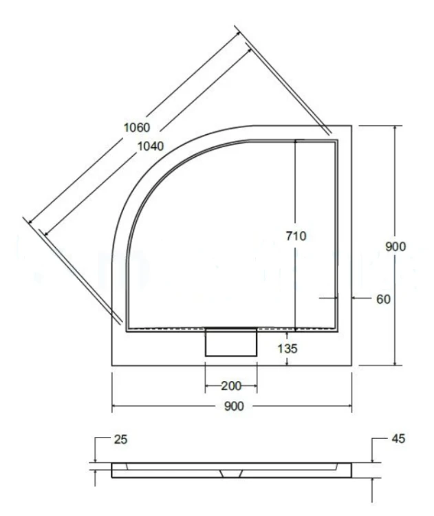 Brodzik półokrągły Besco AXIM ULTRASLIM 90x90x4,5