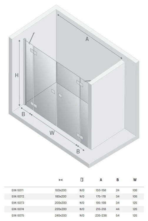 Drzwi prysznicowe New Trendy Reflexa 200x200 szkło czyste