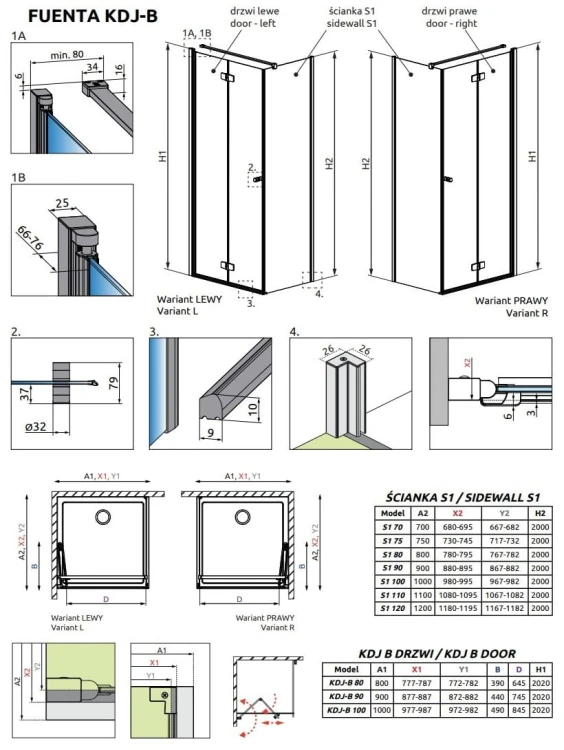 Kabina prysznicowa Radaway Fuenta KDJ B 90x90x200 lewa