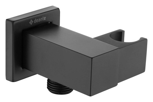 Przyłącze kątowe kwadratowe z uchwytem na słuchawkę Cascada nero Deante