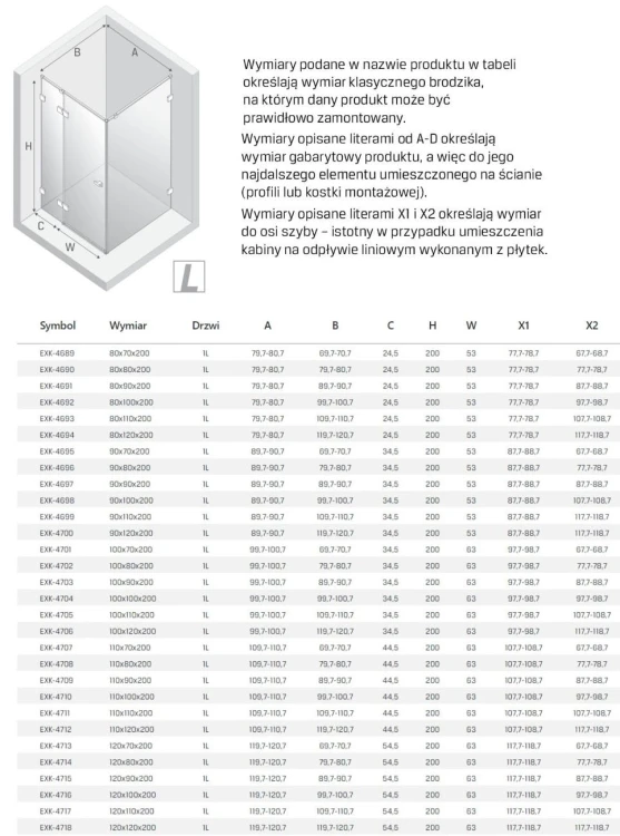 Kabina prysznicowa New Trendy Eventa Gold Shine lewa