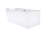 Wanna wolnostojąca narożna corsan intero 150 x 74 z szeroką krawędzią montaż prawostronny korek klik-klak chrom