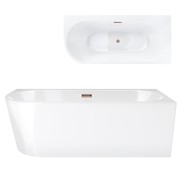 Wanna wolnostojąca narożna corsan intero 150 x 75 montaż prawostronny korek klik-klak miedziany / różowe złoto