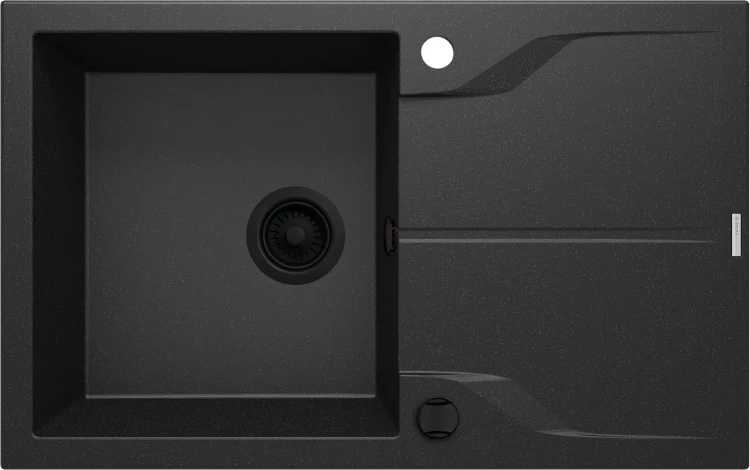 Zlewozmywak granitowy 1-komorowy z ociekaczem grafit metalik Andante Flush