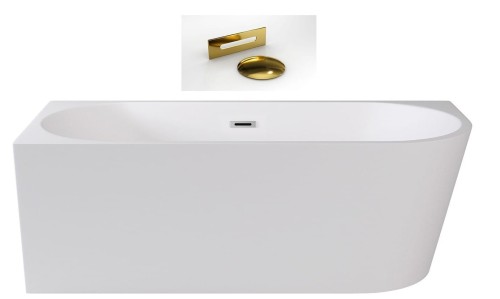 Wanna wolnostojąca Zoya Besco 170x80 biała lewa maskownice złote