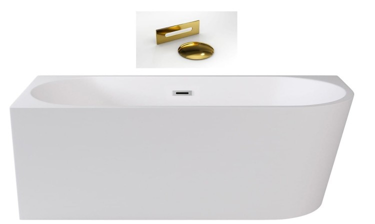 Wanna wolnostojąca Zoya Besco 170x80 biała lewa maskownice złote