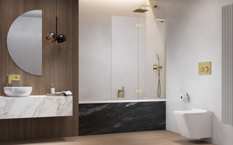 Parawan nawannowy Radaway Essenza 8 SL Brushed Gold PND II prawy